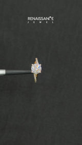Yellow gold Pear Cut Diamond Solitaire Ring with Pavé Band and Prong Setting