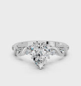 Silver Pear Solitaire Twisted Band with Prong Setting