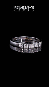 White gold Princess Cut Channel Set Diamond Band with Bar Prong Setting