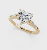Yellow gold Heart Cut Channel Set Solitaire Engagement Ring with Four-Prong Setting