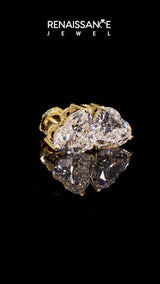 Yellow gold Heart Cut Diamond Stud Earrings
