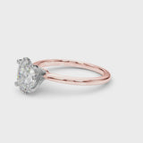 Rose gold Oval Cut Diamond Solitaire Engagement Ring with Classic Band and Four-Prong Setting