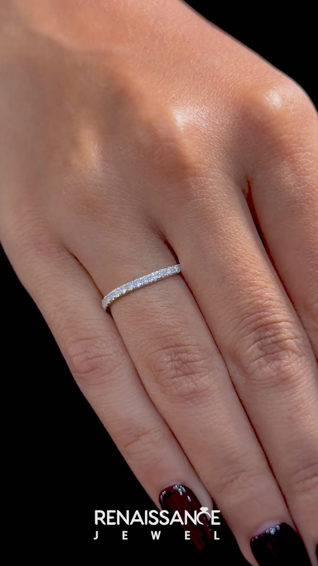 White gold Round Diamond Pavé Set Curved Wedding Band_20