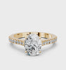 Yellow gold Oval Cut Solitaire Diamond Engagement Ring with Pave Band and Four-Prong Setting_89