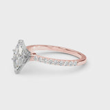 Rose gold Marquise Cut Diamond Solitaire Ring with Pavé Accents and Four-Prong Setting