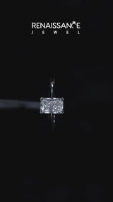 Platinum Radiant Cut Diamond Solitaire Engagement Ring with Classic Band and Four-Prong Setting