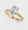 Yellow gold Pear Cut Solitaire Diamond Engagement Ring with Pave Band and Four-Prong Setting_59