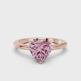 Rose gold Fancy Pink Heart Cut Diamond Solitaire Ring with Six-Prong Setting and Classic Band