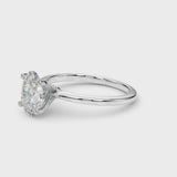 10K White Gold 1.05 Carat E VVS2 Oval Solitaire Engagement Ring with Classic Band and Four-Prong Setting