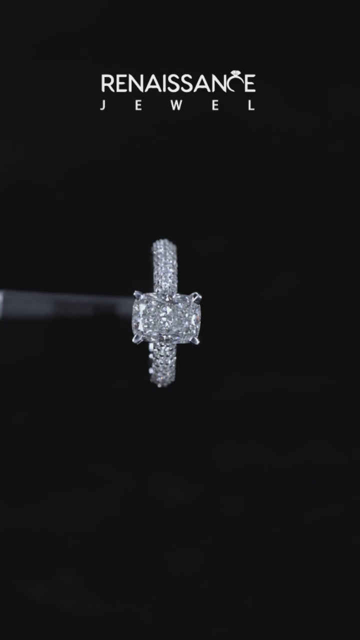 Silver Princess Solitaire with Pave Band and Four-Prong Setting 4