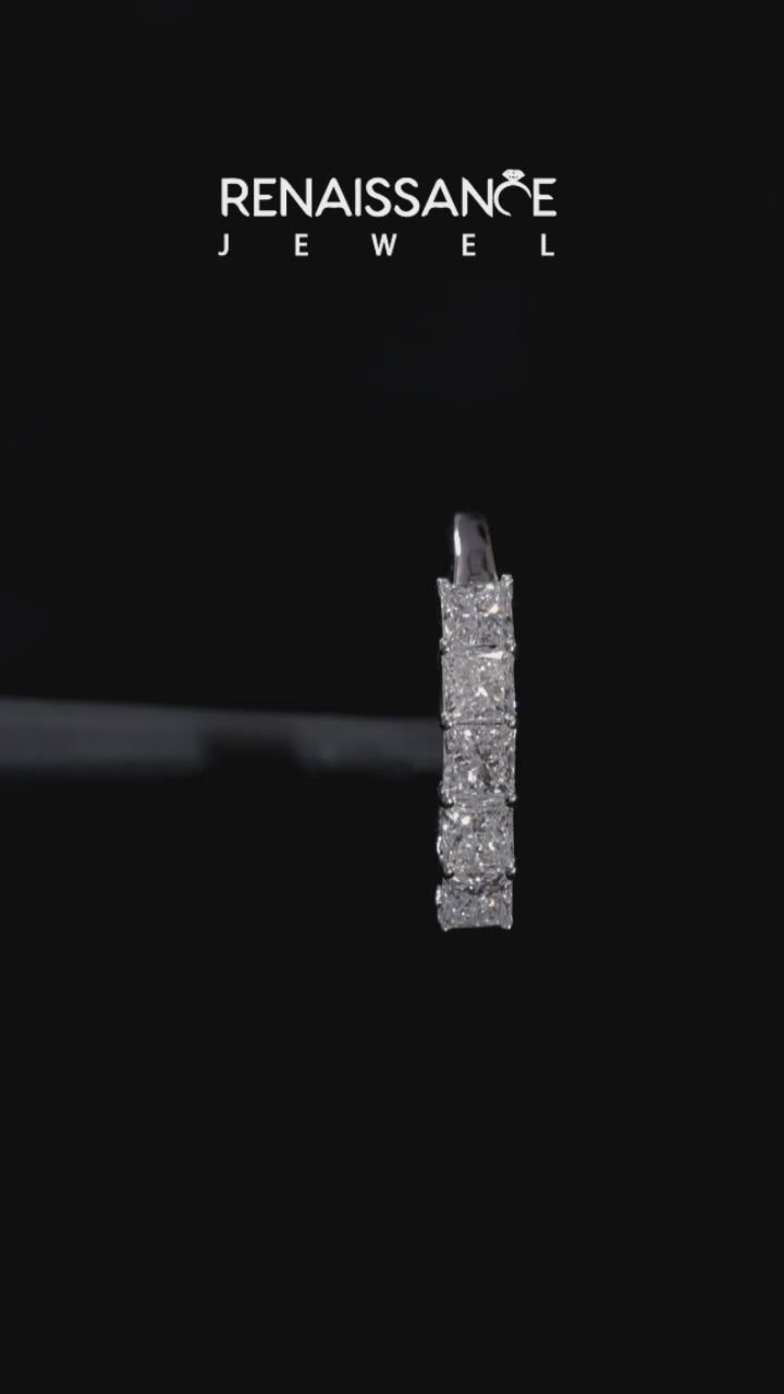 Platinum Princess Cut Five-Stone Diamond White Gold Band with Prong Setting 2