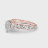 Rose gold Pear Cut Diamond Classic Solitaire Ring with Pavé Band and Four-Prong Setting