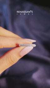 Silver Round Diamond Pave Eternity Band with Shared Prong Setting