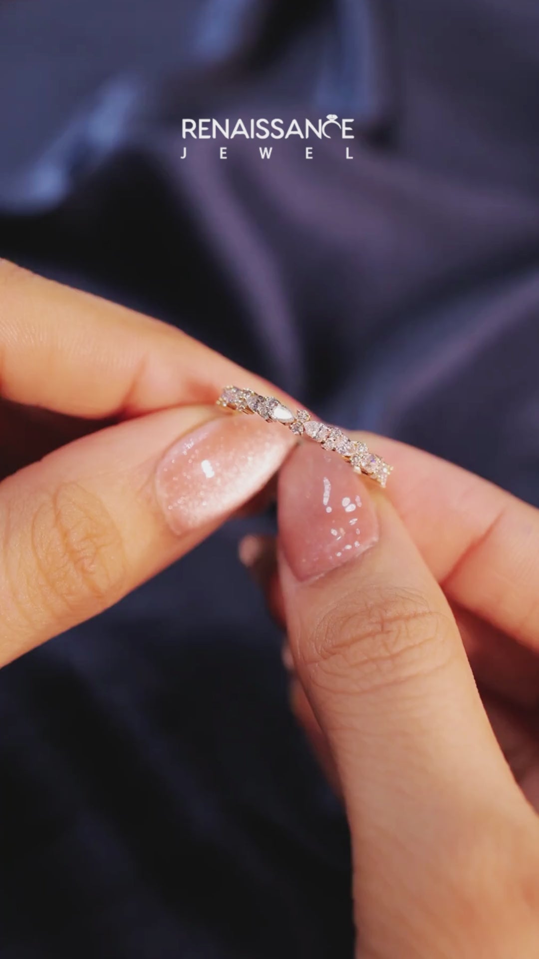 Yellow Gold Pear & Round Diamond Wedding Band 4