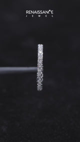 Silver Pavé Round Diamond Eternity Band with Shared Prong Setting