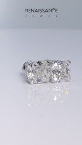 Platinum Cushion Cut Diamond Stud Earrings