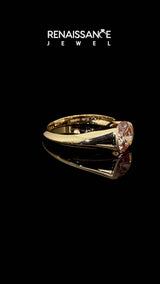 Yellow gold Fancy Pink Round  Solitaire Tension Set Diamond Ring