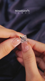 Rose gold Marquise Solitaire Engagement Ring with Cathedral Band and Four-Prong Setting