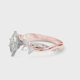 Rose gold Marquise Diamond Floral Vine Solitaire Engagement Ring