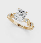 Yellow gold Radiant Solitaire Twisted Band with Prong Setting