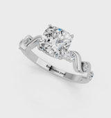 White gold Cushion Solitaire Twisted Band with Prong Setting