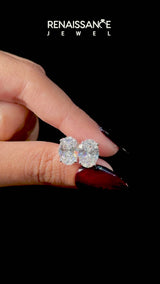 Rose gold Oval Cut Diamond Stud Earrings