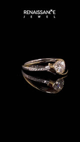 Yellow gold Round Solitaire Tension-Set Diamond Split Shank Ring