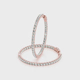 Rose gold Round Cut Diamond Pave Hoop Earrings with Shared Prong Setting