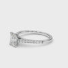Silver Radiant Cut Solitaire Diamond Ring with Pave Band and Four-Prong Setting 3