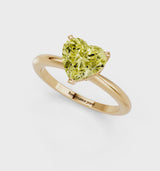 Yellow gold Fancy Yellow Heart Cut Diamond Solitaire Ring with Six-Prong Setting and Classic Band