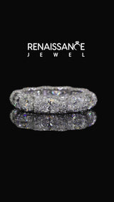Platinum Oval Diamond Eternity Wedding Band with Round Diamond Accents