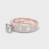 Rose gold Heart Cut Diamond Solitaire Ring with Pavé and Channel Set Band