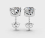 Silver Asscher Cut Diamond Stud Earrings