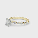 18K Yellow Gold 5.07 Carat F VS1 Radiant Solitaire with Side Stones on a Pavé Band and Four-Prong Setting