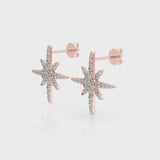 Rose gold Pavé Diamond Starburst Stud Earrings