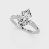 White gold Marquise Cut Channel Set Solitaire Engagement Ring with Four-Prong Setting