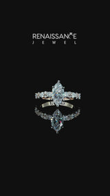 Rose gold Marquise Cut Diamond Side Stone Solitaire Ring with Round  and Four-Prong Setting