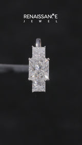 White gold Three-Stone Asscher Cut Diamond Engagement Ring with Prong Setting