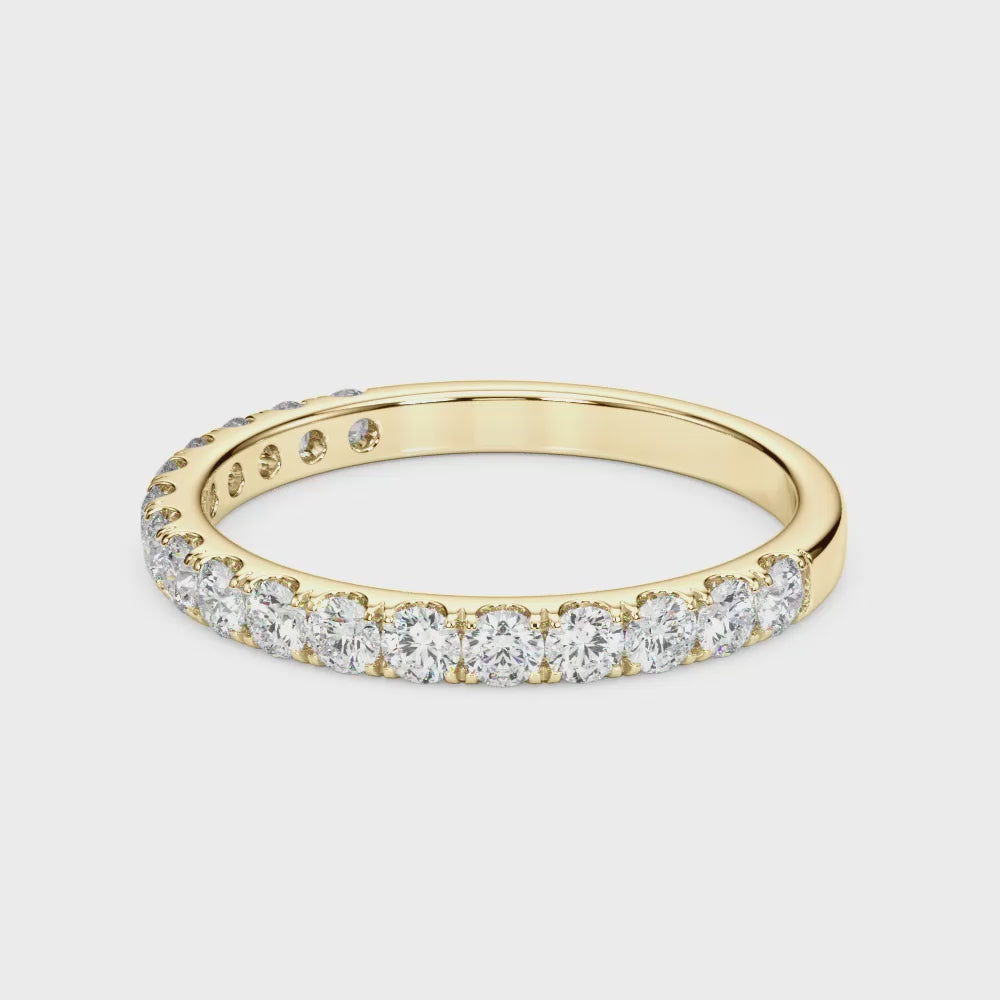 Yellow gold Round Diamond Eternity Band with Prong Setting 4