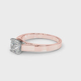 Rose gold Cushion Solitaire Engagement Ring with Four-Prong Setting and Tapered Band