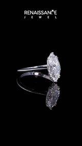 Silver Cushion Cut Solitaire Diamond Ring with Six-Prong Setting and Classic Band