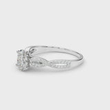 White gold Oval Cut Diamond Solitaire Engagement Ring with Twisted Pavé Band and Four-Prong Setting