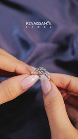 Silver Three-Stone Round Cut Diamond Pavé Band with Prong Setting