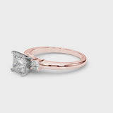 Rose gold Three-Stone Princess Cut Diamond Solitaire with Prong Setting and Classic Band
