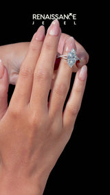 Rose gold Marquise Cut Diamond Solitaire Engagement Ring with Twisted Pavé Band and Four-Prong Setting