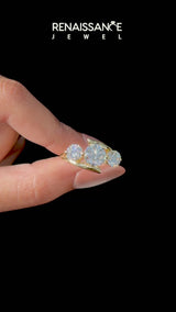Yellow gold Three-Stone Round Diamond Bypass Band with Prong Setting