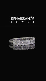 White Gold Radiant Cut Laboratory-Grown Diamond Half Eternity Wedding Band with Shared Prongs