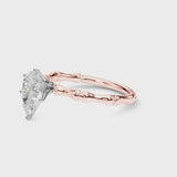 Rose gold Pear Solitaire Diamond Ring with Bamboo Band and Four-Prong Setting