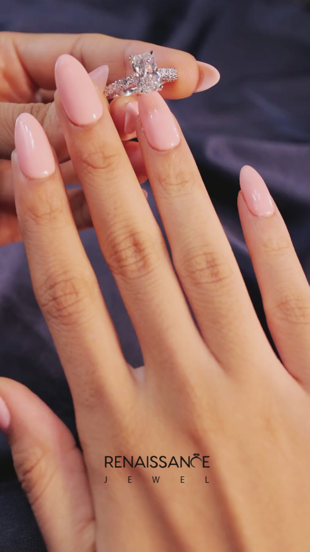 White Radiant Brilliant Solitaire with Pavé Band and Four-Prong Setting 4