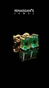 Yellow gold Emerald Cut Emerald Stud Earrings